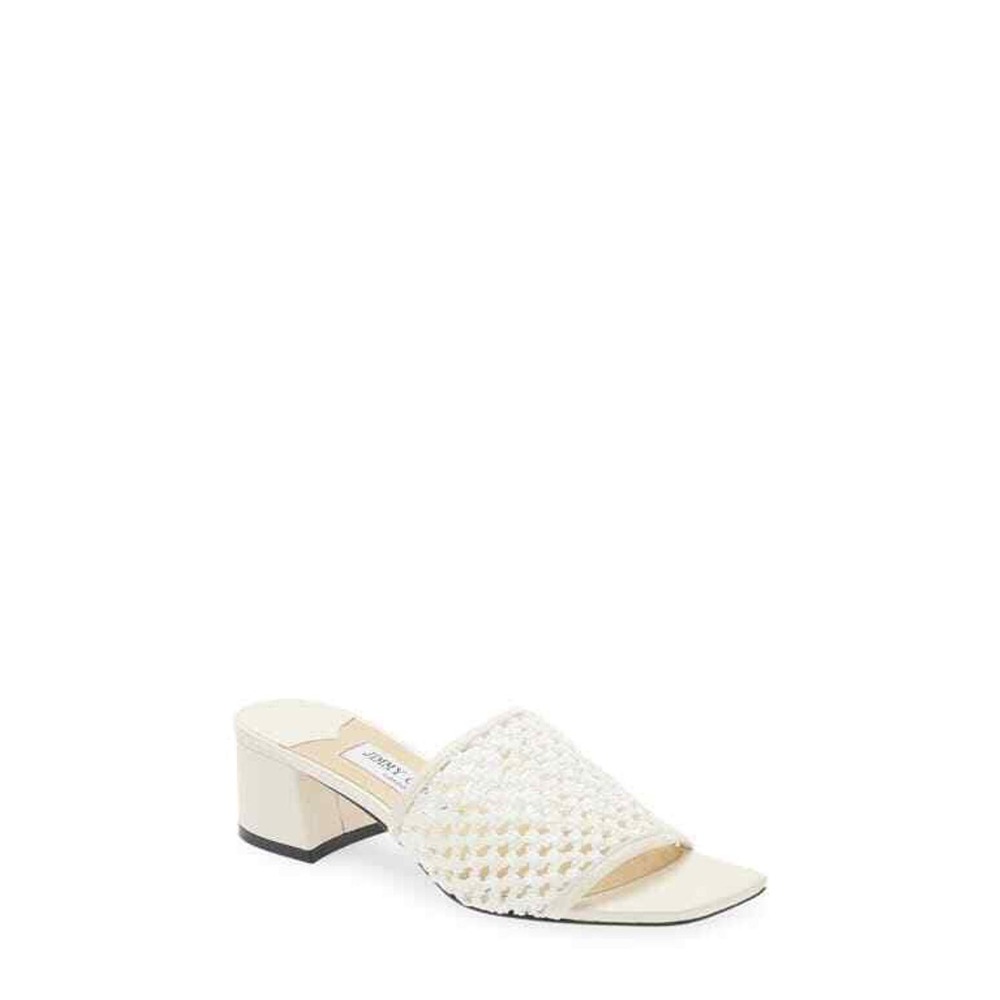 Jimmy Choo Cream Woven Slide Sandals